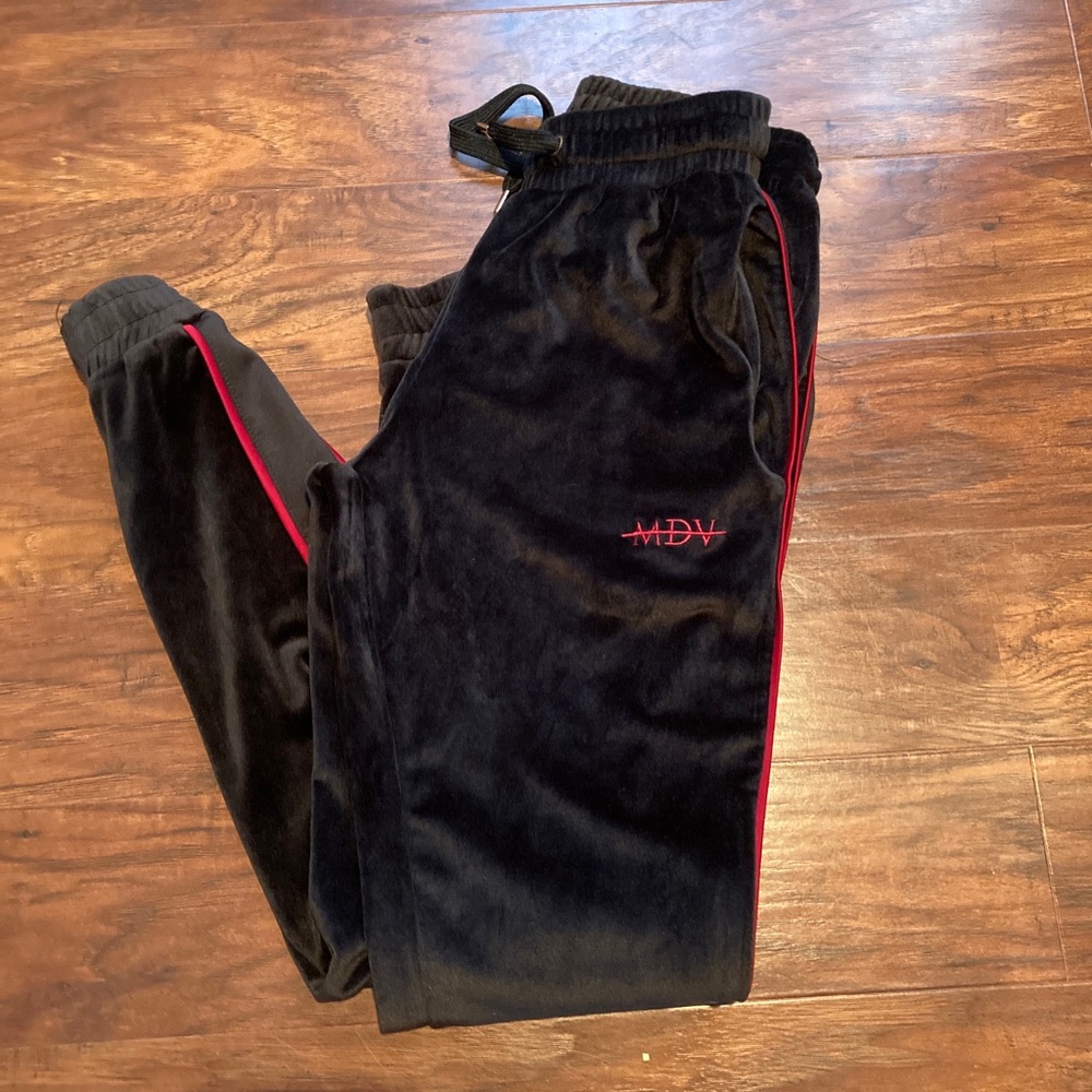 Black velvet sweatpants